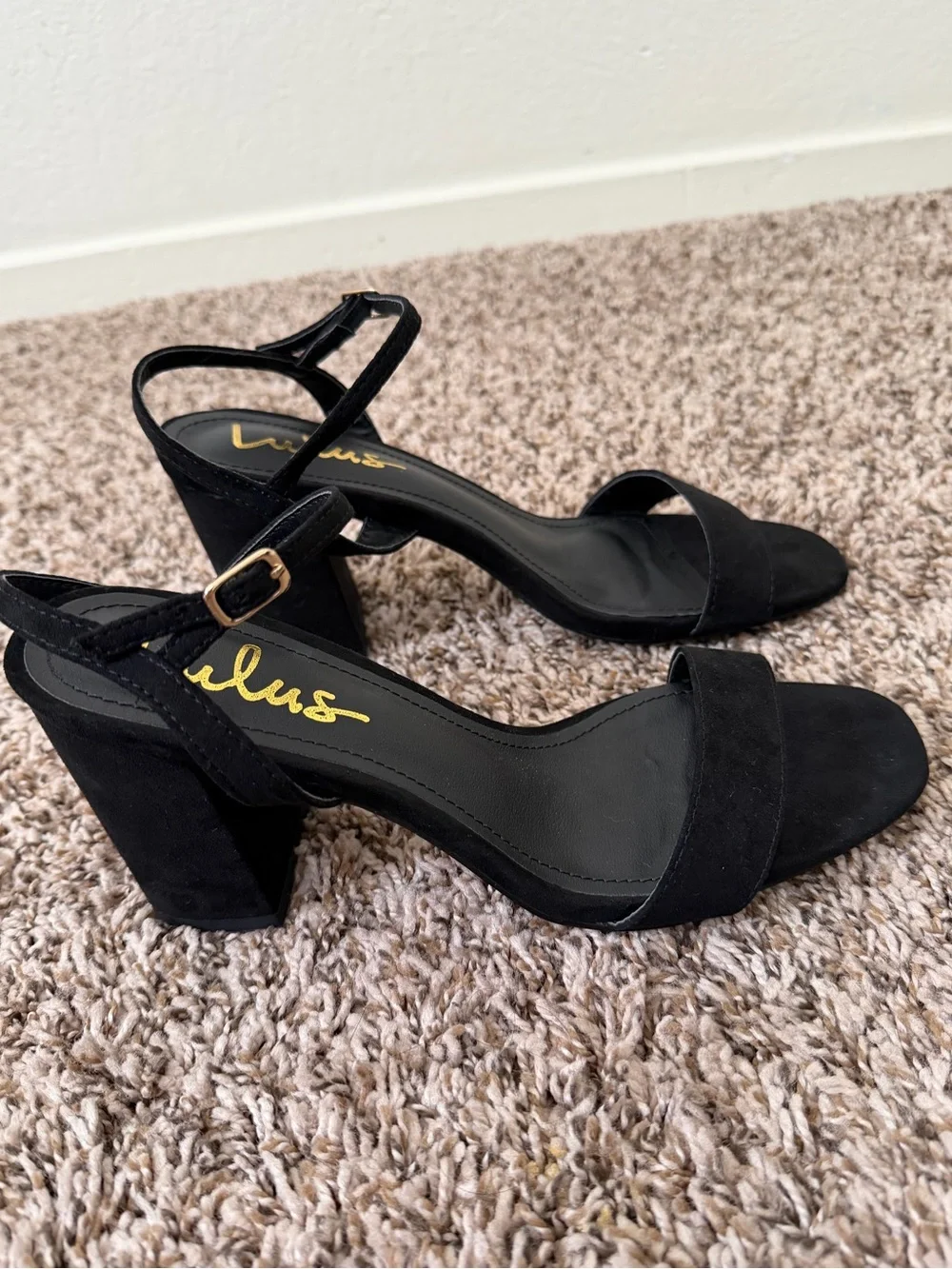Lulus Arya Black Suede High Heel Sandals